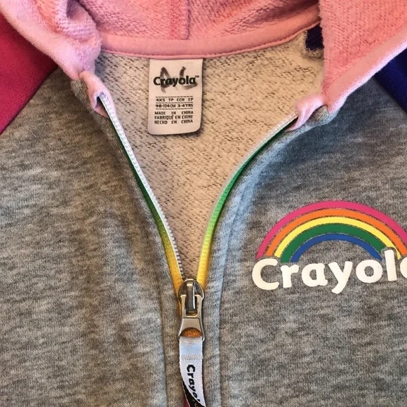 2 Piece Pink Gray Fleece Hoodie Zip Jacket  & Pants Set Crayola Little Girl's 4 - Picture 5 of 15